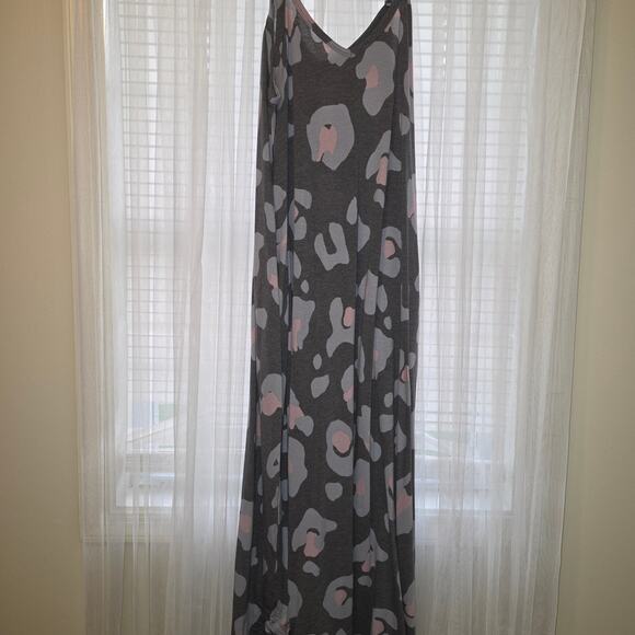 Cheetah Gray and Pink Maxi Dress - Picture 2 of 3